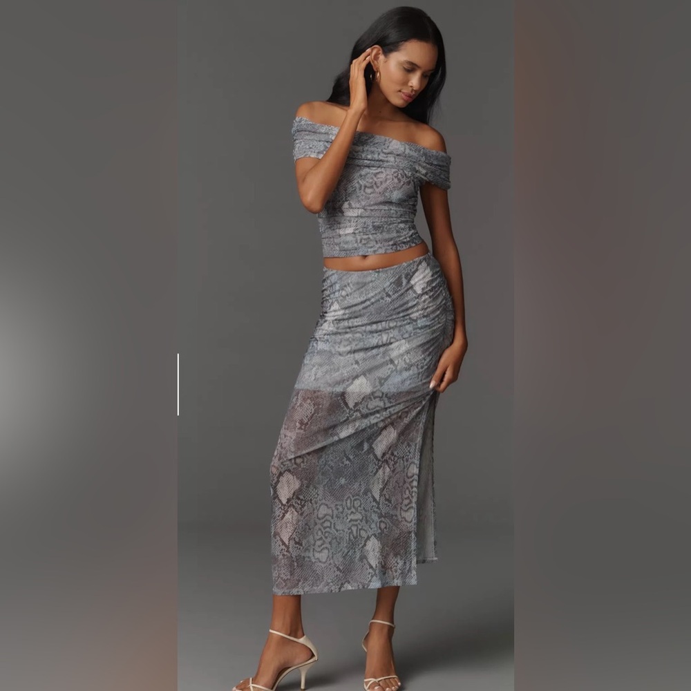 Anthropologie The Aleda Mesh Ruched Maxi Skirt by Maeve Medium NWT - Picture 1 of 4